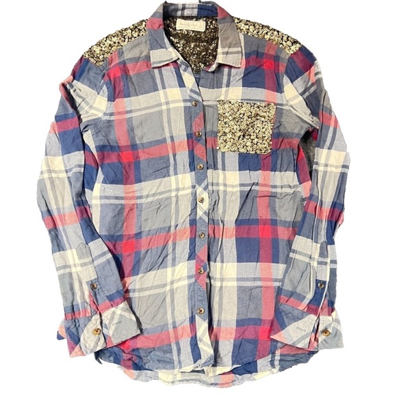 Abercrombie & Fitch Tops - Vintage  Abercrombie & Fitch Shirt Womens Small Blue Red Plaid Button Up Sequins